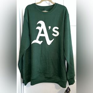 STITCHES Oakland Athletics A's Crewneck Sweatshirt XXL 2XL MLB Baseball NEW